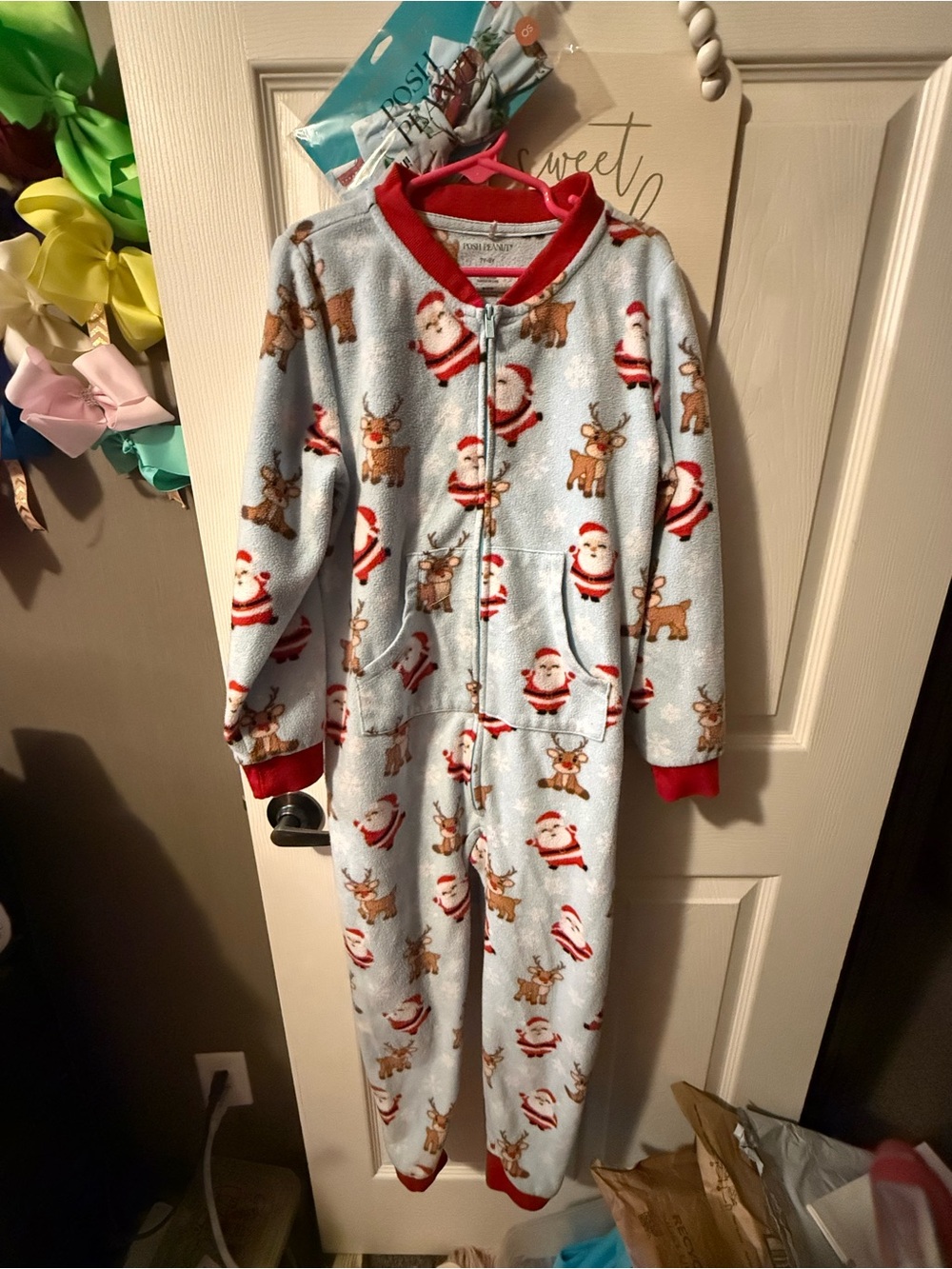 Posh peanut "Pere Noel" Christmas zippy fleece 7/8Y